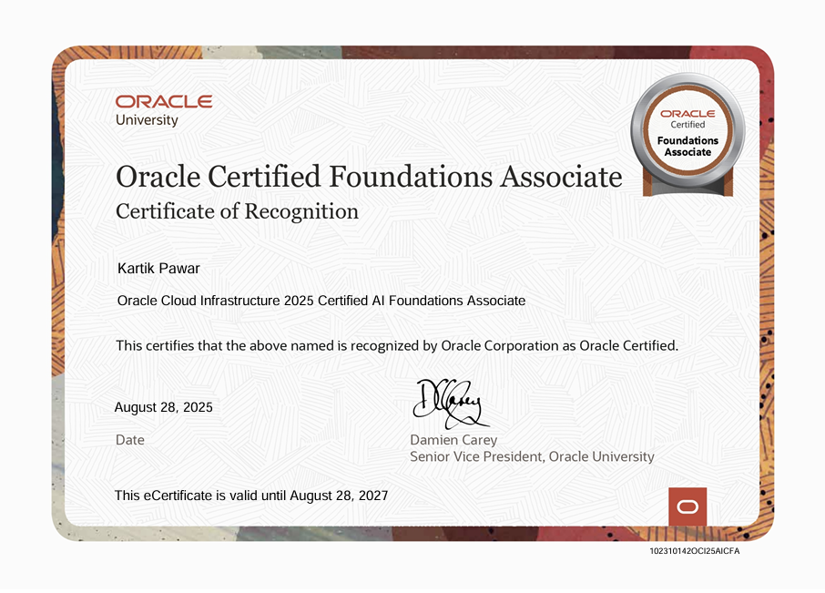 Oracle Certified AI Foundation Associate Certificate
